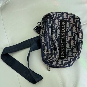 Dior Navy and Gray Canvas Messenger Bag